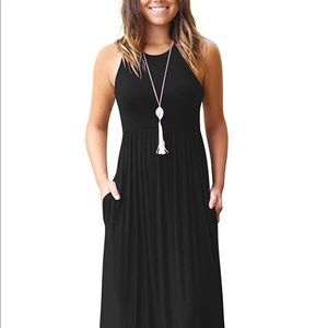 Women's Sleeveless Plain maxi dress with pockets